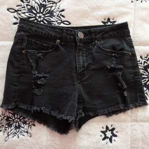 Aeropostale High-Rise Black Denim Shorty Shorts